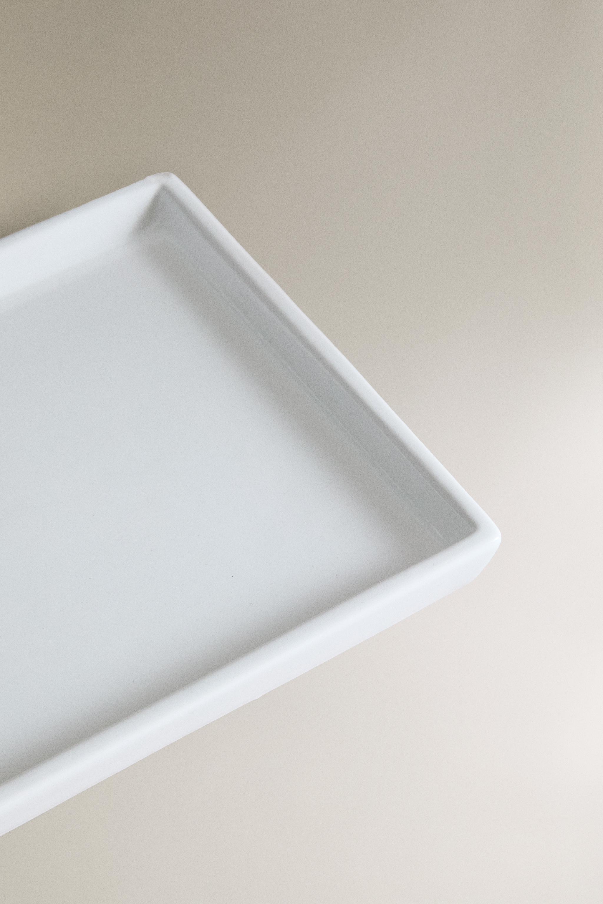 WHITE EARTHENWARE BATHROOM TRAY